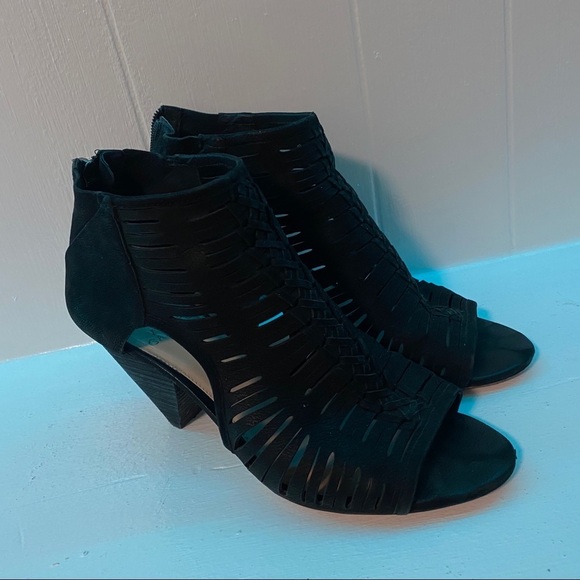 Vince Camuto Eldora Black sueded leather wedge Shoes sz 9M - Picture 5 of 14